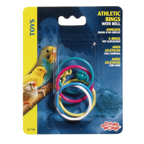 Living World Olympic rings with bell. Bird toy.