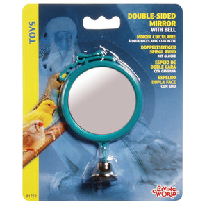 Living World Double Sided Circular Bird Mirror with Bell. Large, 7cm.
