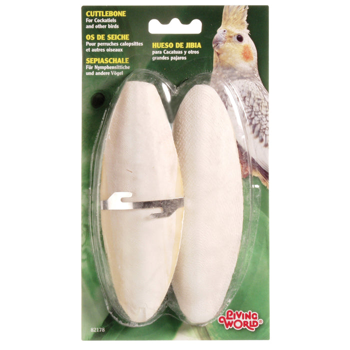 Os de seiche pour oiseaux Living World avec attache, grand, 15 à 18 cm. Paquets de 1 ou 2.