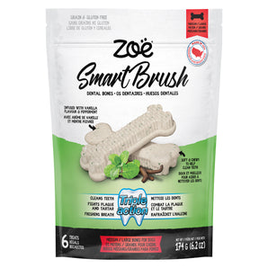 Régals dentaires Smart Brush Zoë pour chiens, moyens/grands os Paquets de 6.