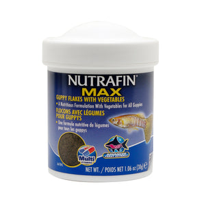 Nutrafin Max guppies flakes with vegetables. 30g