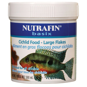 Large flake food for cichlids Nutrafin Basix. Choice of formats.