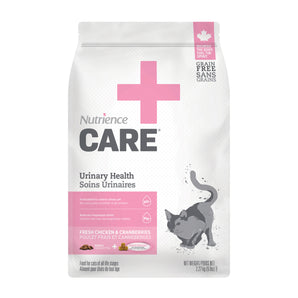 Nutrience Care urinary care dry cat food. Fresh chicken and cranberry meal. Choice of formats.