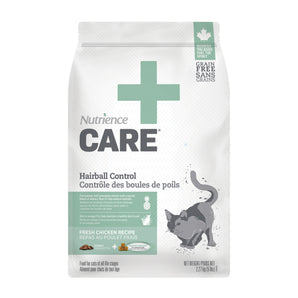 Nutrience Care dry food for adult cats hairball control. Choice of formats.