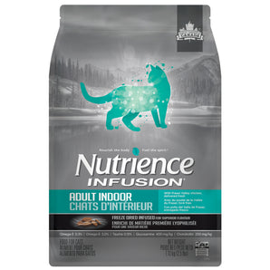 Nutrience Infusion dry indoor cat food. Chicken flavor. Choice of formats.