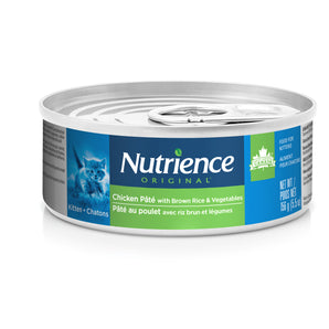 Nutrience Original canned kitten food. Chicken pot pie with brown rice and vegetables. 156g