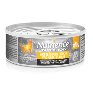Canned food for adult cats. Nutrience Infusion. Choice of chicken or fish pie. 156g