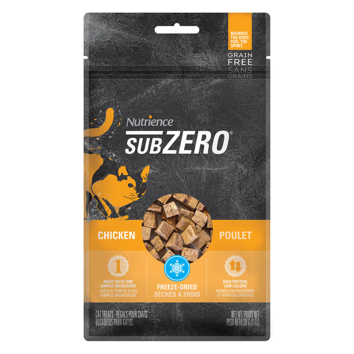 Régals séchés à froid Subzero pour chats de Nutrience. Sans grains à une seule protéine pour chats, Poulet, 30 g