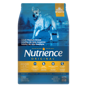Nourriture sèche pour chiens adultes de race moyenne Nutrience Original, Poulet et riz brun. Choix de formats.