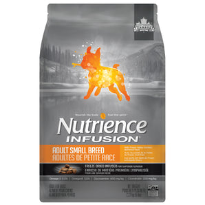 Nutrience Infusion dry food for small breed adult dogs. Chicken flavor. Choice of formats.