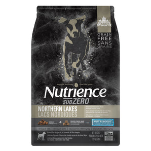 Nutrience Sub Zero dry food for dogs of all ages. Flavor of northern lakes. Choice of formats.