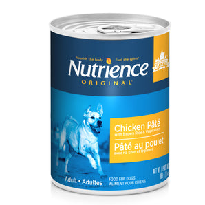 Nourriture en conserve pour chiens adultes Nutrience Original. Pâté au poulet avec riz brun et légumes. 369g