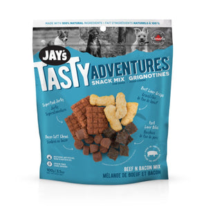 Jay's Tasty dog ​​treats. Beef and Bacon Snacks. Choice of formats.