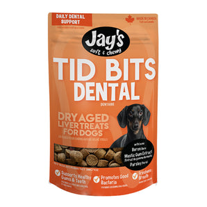 Jay's Soft &amp; Chewy TID BITS dog treats. Dental care. Choice of formats.