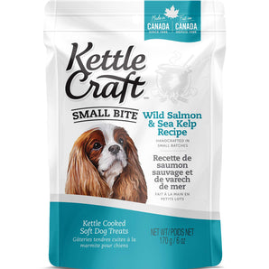 KETTLE CRAFT SMALL BITES dog treats. Salmon and kelp flavor. 170g