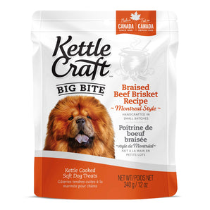 KETTLE CRAFT BIG BITES dog treats. Flavor of braised beef brisket. 340g