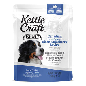 KETTLE CRAFT BIG BITES dog treats. Bison and blueberry flavor. 340g