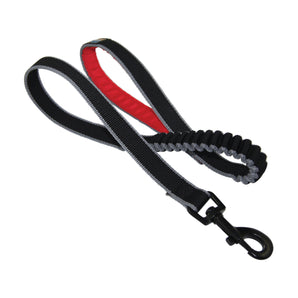 Kurgo Springback Lite 30" black leash with red handle.
