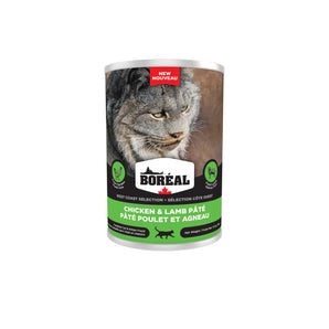 BORÉAL WEST COAST canned cat food. Chicken and lamb flavor. 400g.