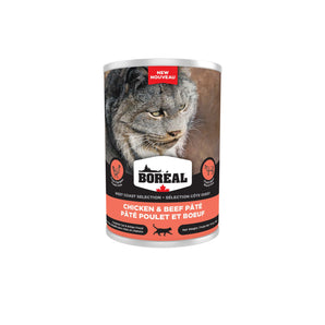 BORÉAL WEST COAST canned cat food. Chicken and beef flavor. 400g.