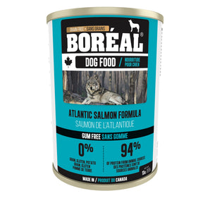 BORÉAL canned dog food without gum. Atlantic salmon recipe. 369g.