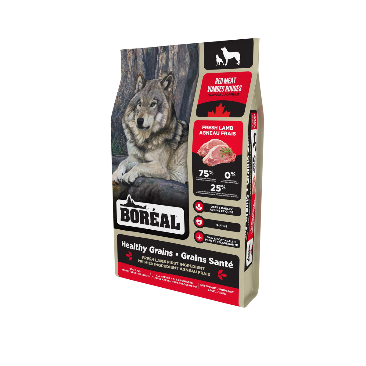 BOREAL HEALTHY GRAINS dog food. Red meat flavor. Choice of formats ...