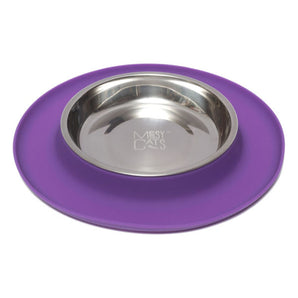 Messy Cats cat bowl in stainless steel with silicone rim. Choice of colors.