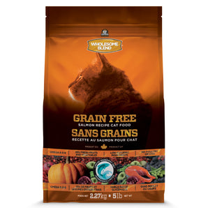 TROUW NUTRITION WHOLESOME BLEND grain free dry cat food. Salmon Lid. Choice of formats.