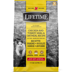 TROUW NUTRITION LIFETIME dry cat food. Chicken turkey and oats. Choice of formats.