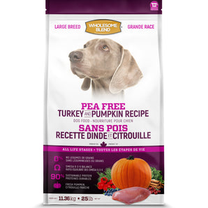 TROUW NUTRITION WHOLESOME BLEND Pea Free Large Breed Dry Dog Food. Turkey and pumpkin. 11.36kg.