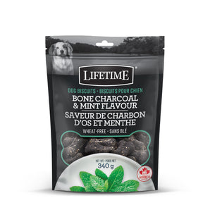 TROUW NUTRITION LIFETIME Dog Biscuits in Bone Charcoal &amp; Mint Flavor. 340gr.