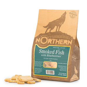 Biscuits sans blé pour chiens Northern Classic. Recette à la truite et bleuets. 500 g.