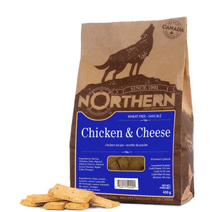 Biscuits sans blé pour chiens Northern Classic. Recette au poulet et fromage. 450 g.