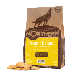 Biscuits sans blé pour chiens Northern Classic. Recette bananes, arachides & cannelle. 450 g.