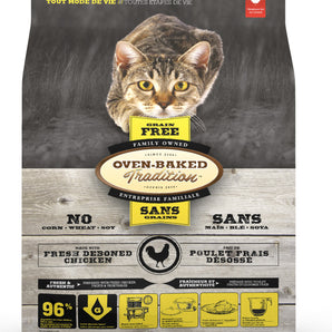 Oven-Baked Tradition grain free cat food. Chicken meal. Format choice.