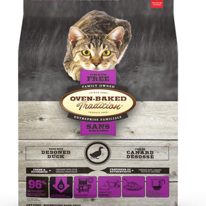 Oven-Baked Tradition grain free cat food. Duck meal. Format choice.