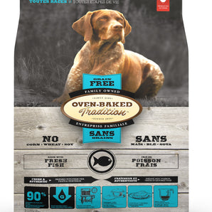 Oven-Baked Tradition grain free dog food. Fish meal. Format choice.