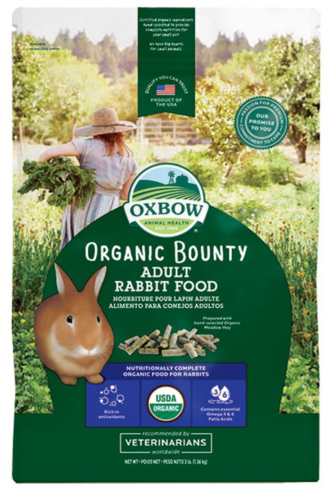 Nourriture organique pour lapins adultes Oxbow. 1.36 kg