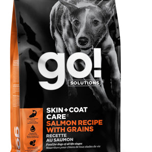Petcurean GO! Skin and coat formula. Salmon protein. Choice of formats.