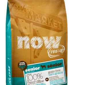 Petcurean Now Senior Large Breed Dog Food. Turkey, salmon and duck meal. Choice of formats.