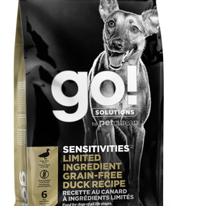 Petcurean GO! Duck protein. Choice of formats.