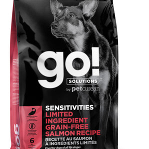 Nourriture pour chiens sensibles Petcurean GO! Protéines de saumon. Choix de formats.