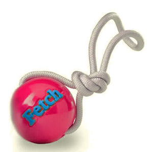 BALL FETCH dog toy with rubber PLANET DOG rope. Choice of colors.