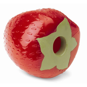 Rubber STRAWBERRY dog toy from PLANET DOG. Red color.
