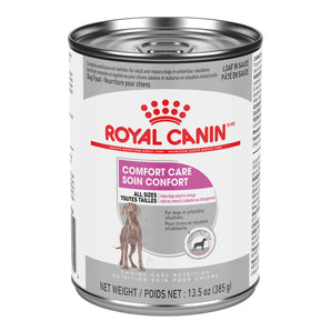 Nourriture sèches pour chiens Royal Canin. Formule soin et confort. Recette de pâté en sauce. 385g