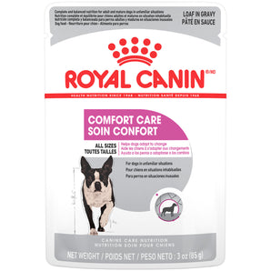 Nourriture en sachet pour chiens de toutes tailles Royal Canin. Formule soin et confort. Recette de pâté en sauce. 85g