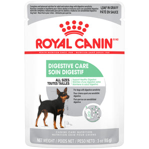 Sachet dog food from Royal Canin. Digestive care formula. Recipe for pâté in sauce. 85g