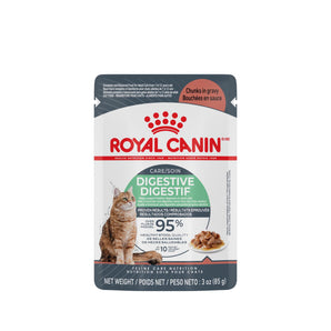 Nourriture en sachet pour chats de Royal Canin. Formule soin digestif, bouchées en sauce. 85g.