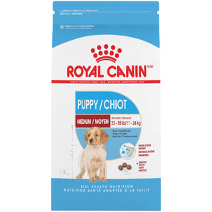Royal Canin medium breed dry puppy food. Immune system support formula. Format choice.
