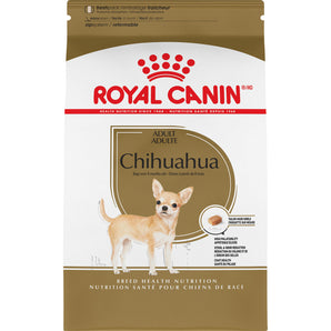 Dry food for adult Chihuahua dogs. Chicken and rice flavor. Choice of formats.